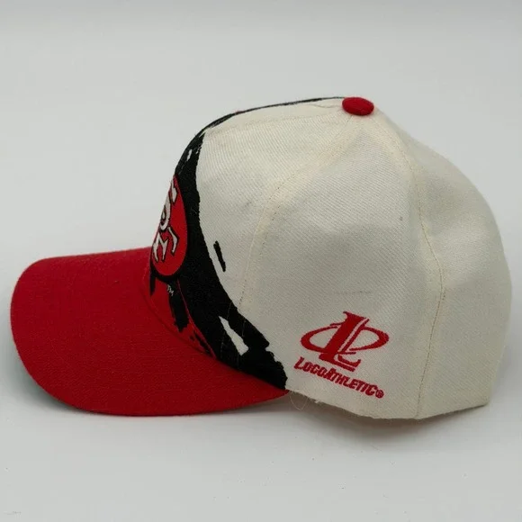 Vintage Logo Athletic San Francisco 49ers Splash Snapback Hat Red White NFL SF